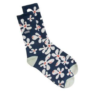 New VANS Surf Floral Crew Cut Socks Blue Flower Men’s Size 6.5-9